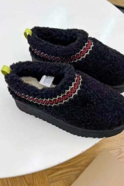 Y2K Grunge Fur Slippers Ankle Boots - Plush Platform Winter Snow Shoes, Retro 90S Fashion