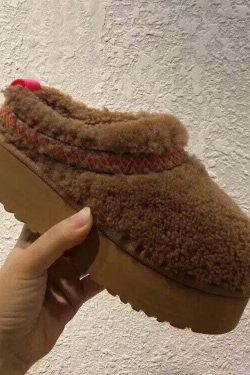 Y2K Grunge Fur Slippers Ankle Boots - Plush Platform Winter Snow Shoes, Retro 90S Fashion