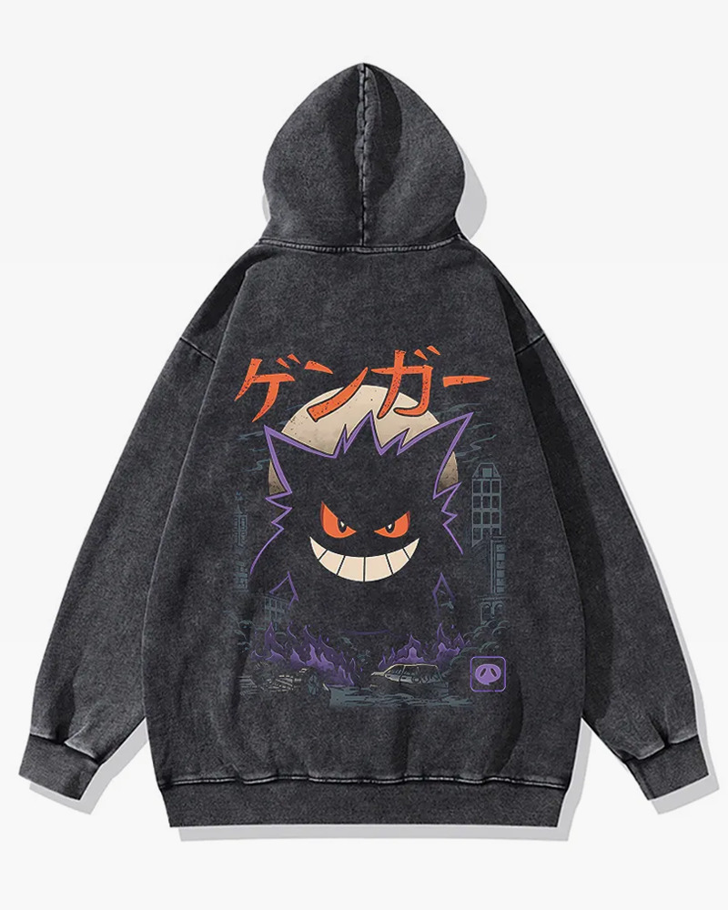 Y2K Grunge Gengar Hoodie - Retro 90S Fashion, Summer Y2K Outfits, Pastel Goth Style