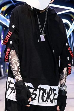 Y2K Grunge Goth Hoodie For Men - Retro 90S Fashion, Dark Y2K Style, Perfect For Y2K Outfits