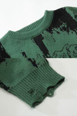 Y2K Grunge Goth Knit Sweater - Retro 90S Fashion, Summer Outfits, And Pastel Goth Style