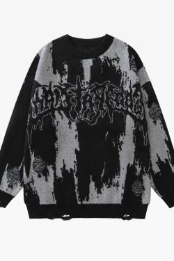 Y2K Grunge Goth Knit Sweater - Retro 90S Fashion, Summer Outfits, And Pastel Goth Style
