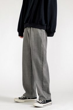 Y2K Grunge Gray Baggy Jeans - Retro 90S Fashion, Summer Y2K Outfits, Hip Hop Style