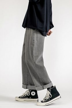 Y2K Grunge Gray Baggy Jeans - Retro 90S Fashion, Summer Y2K Outfits, Hip Hop Style