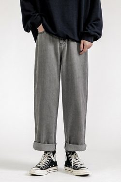 Y2K Grunge Gray Baggy Jeans - Retro 90S Fashion, Summer Y2K Outfits, Hip Hop Style