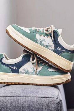 Y2K Grunge Great Wave Off Kanagawa Shoes - Retro 90S Fashion, Summer Y2K Outfits, Popstar Style
