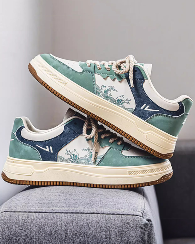 Y2K Grunge Great Wave Off Kanagawa Shoes - Retro 90S Fashion, Summer Y2K Outfits, Popstar Style