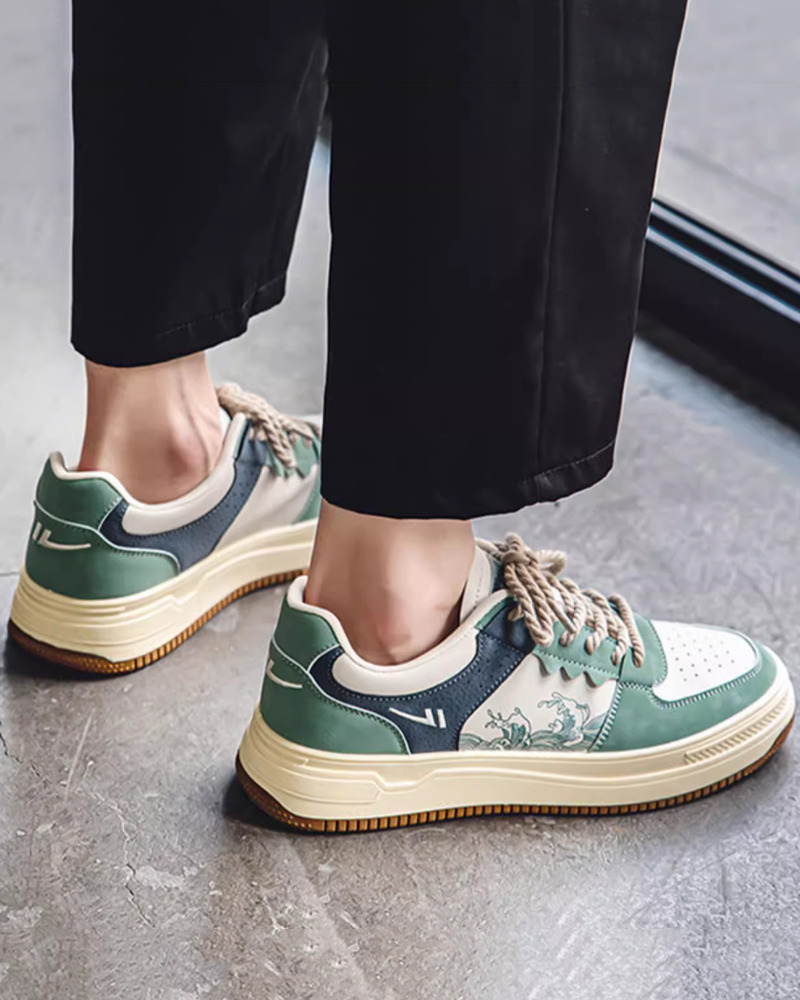 Y2K Grunge Great Wave Off Kanagawa Shoes - Retro 90S Fashion, Summer Y2K Outfits, Popstar Style