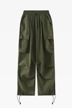 Y2K Grunge Green Parachute Pants - Retro 90S Fashion, Summer Y2K Outfits, Hip Hop Style