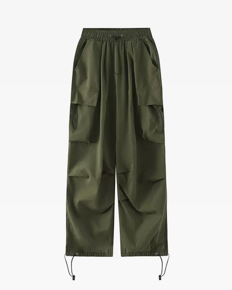 Y2K Grunge Green Parachute Pants - Retro 90S Fashion, Summer Y2K Outfits, Hip Hop Style