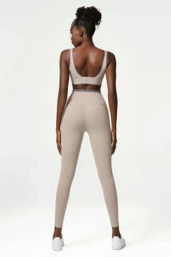 Y2K Grunge Grey Sports Bra And Leggings Set - Retro 90S Summer Outfit, Y2K Fashion Essentials