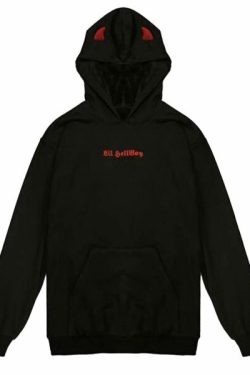 Y2K Grunge Hades Devil Hoodie - Retro 90S Fashion, Gothic Y2K, Summer Y2K Outfits