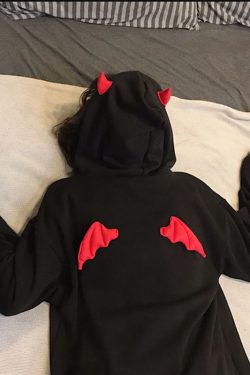 Y2K Grunge Hades Devil Hoodie - Retro 90S Fashion, Gothic Y2K, Summer Y2K Outfits