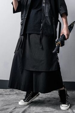 Y2K Grunge Hakama Pants - Retro 90S Fashion, Summer Y2K Outfits, Gothic Y2K Style