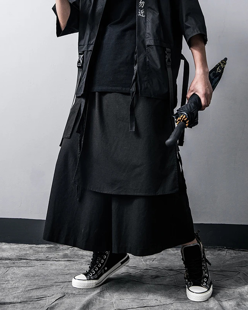 Y2K Grunge Hakama Pants - Retro 90S Fashion, Summer Y2K Outfits, Gothic Y2K Style