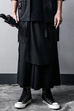 Y2K Grunge Hakama Pants - Retro 90S Fashion, Summer Y2K Outfits, Gothic Y2K Style