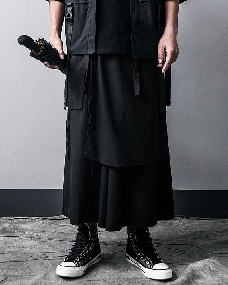 Y2K Grunge Hakama Pants - Retro 90S Fashion, Summer Y2K Outfits, Gothic Y2K Style