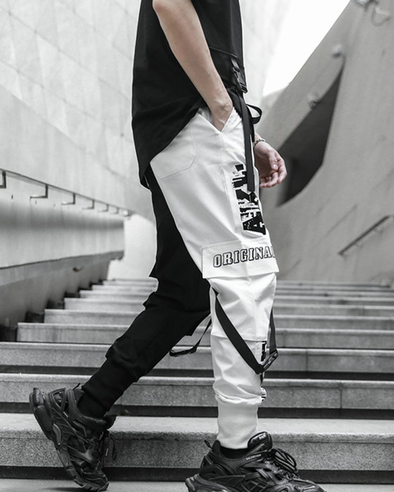 Y2K Grunge Half Black Half White Cargo Pants - 90S Retro Summer Outfit For Women
