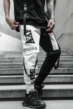 Y2K Grunge Half Black Half White Cargo Pants - 90S Retro Summer Outfit For Women