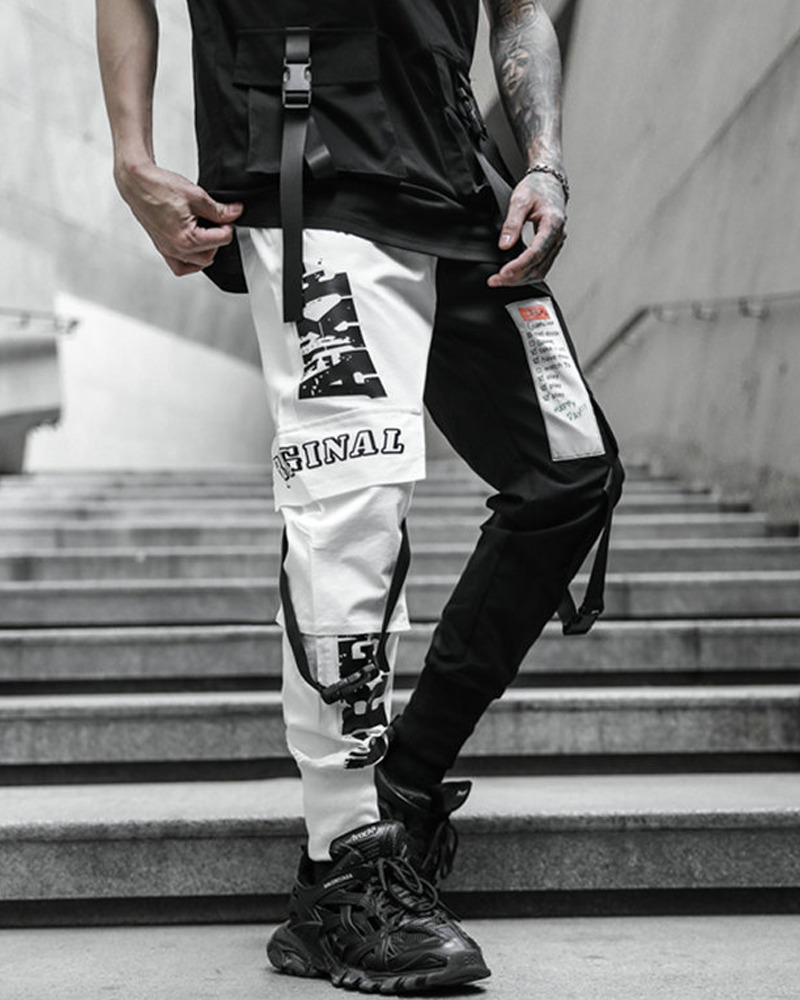 Y2K Grunge Half Black Half White Cargo Pants - 90S Retro Summer Outfit For Women