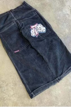 Y2K Grunge High-Waisted Graphic Jeans - Gothic Punk, 90S Hip-Hop, Versatile Casual Pants