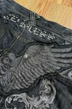 Y2K Grunge High-Waisted Graphic Jeans - Gothic Punk, 90S Hip-Hop, Versatile Casual Pants