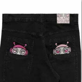 Y2K Grunge High-Waisted Graphic Jeans - Gothic Punk, 90S Hip-Hop, Versatile Casual Pants Y2K Grunge High-Waisted Graphic Jeans - Gothic Punk, 90S Hip-Hop, Versatile Casual Pants