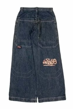 Y2K Grunge High-Waisted Graphic Jeans - Gothic Punk, 90S Hip-Hop, Versatile Casual Pants