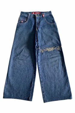 Y2K Grunge High-Waisted Graphic Jeans - Gothic Punk, 90S Hip-Hop, Versatile Casual Pants