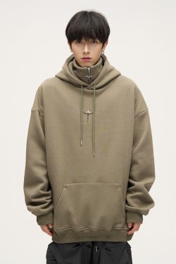 Y2K Grunge High Collar Hoodie - Retro 90S Fashion, Summer Outfits, And Pastel Goth Style