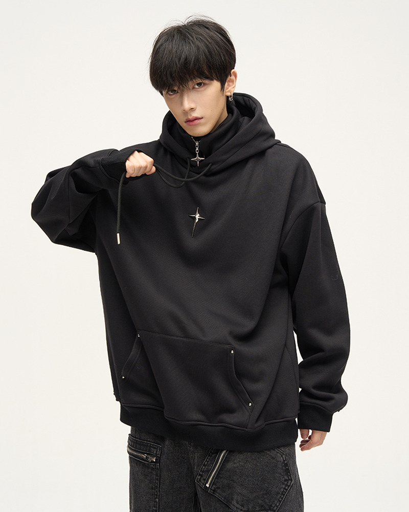 Y2K Grunge High Collar Hoodie - Retro 90S Fashion, Summer Outfits, And Pastel Goth Style Y2K Grunge High Collar Hoodie - Retro 90S Fashion, Summer Outfits, And Pastel Goth Style