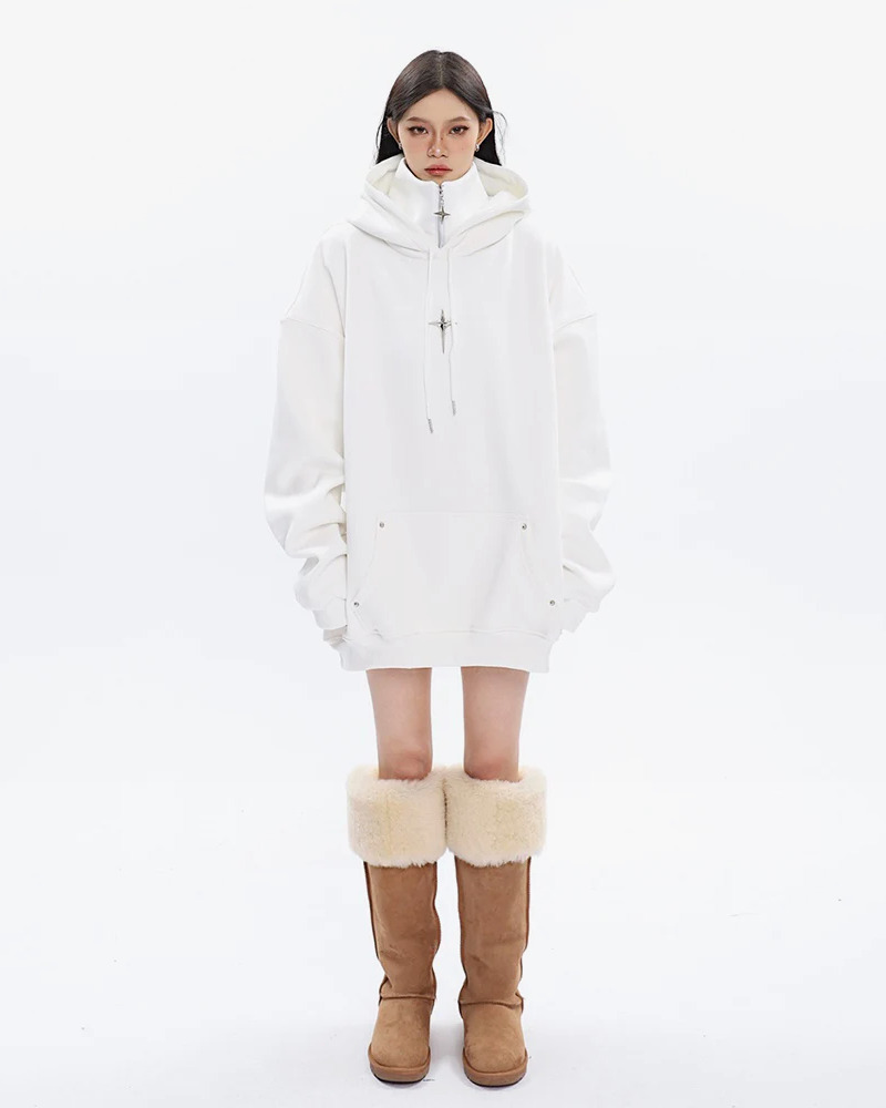 Y2K Grunge High Collar Hoodie - Retro 90S Fashion, Summer Outfits, And Pastel Goth Style Y2K Grunge High Collar Hoodie - Retro 90S Fashion, Summer Outfits, And Pastel Goth Style