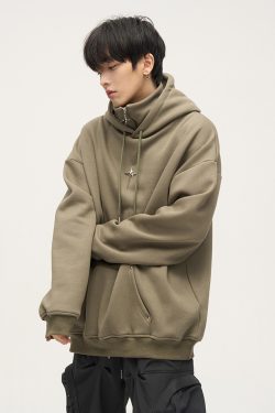 Y2K Grunge High Collar Hoodie - Retro 90S Fashion, Summer Outfits, And Pastel Goth Style