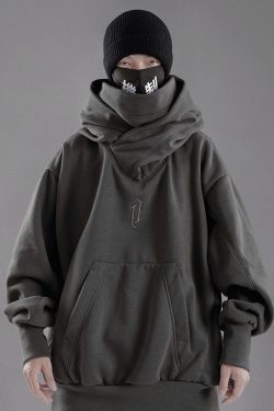 Y2K Grunge High Collar Hoodie - Retro 90S Fashion, Summer Outfits, And Pastel Goth Style