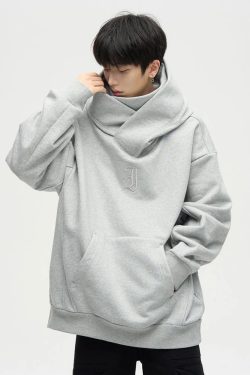 Y2K Grunge High Collar Hoodie - Retro 90S Fashion, Summer Outfits, And Pastel Goth Style