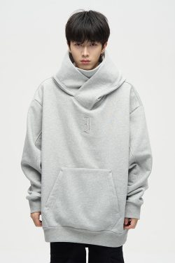 Y2K Grunge High Collar Hoodie - Retro 90S Fashion, Summer Outfits, And Pastel Goth Style