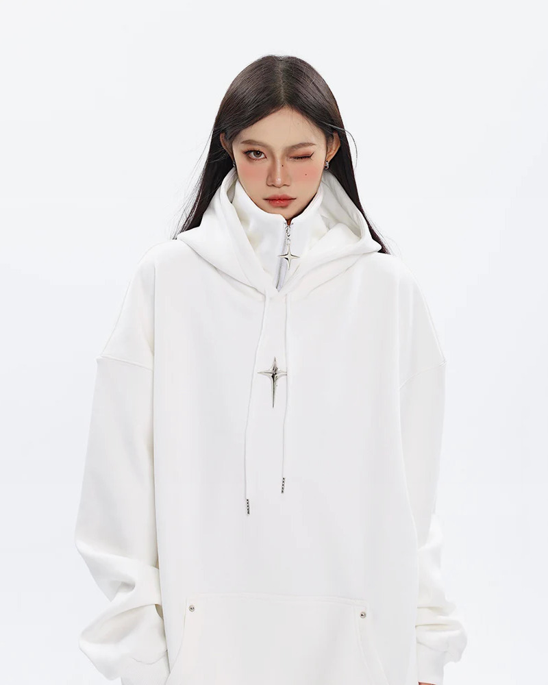 Y2K Grunge High Collar Hoodie - Retro 90S Fashion, Summer Outfits, And Pastel Goth Style Y2K Grunge High Collar Hoodie - Retro 90S Fashion, Summer Outfits, And Pastel Goth Style