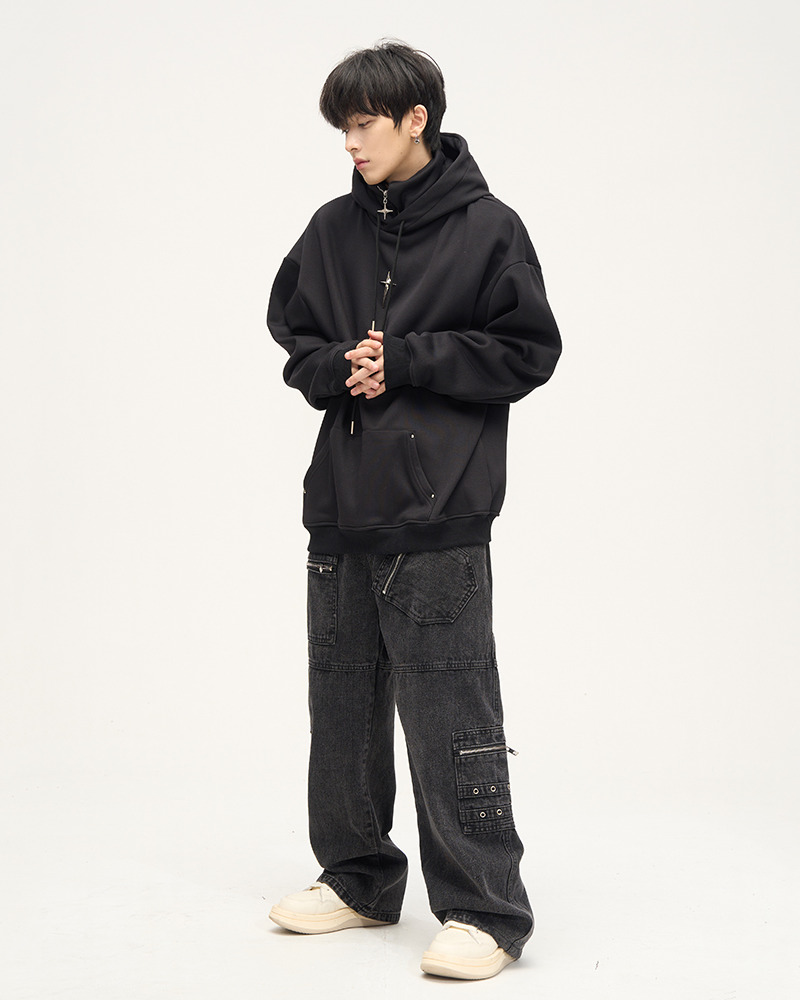 Y2K Grunge High Collar Hoodie - Retro 90S Fashion, Summer Outfits, And Pastel Goth Style Y2K Grunge High Collar Hoodie - Retro 90S Fashion, Summer Outfits, And Pastel Goth Style