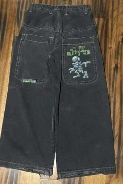 Y2K Grunge High Waist Baggy Jeans - Vintage Harajuku Wide-Leg Pants For Women, Gothic Streetwear