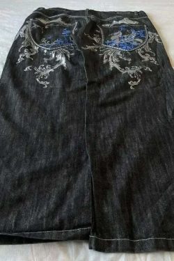 Y2K Grunge High Waist Baggy Jeans - Vintage Harajuku Wide-Leg Pants For Women, Gothic Streetwear