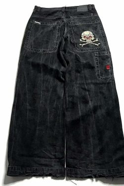 Y2K Grunge High Waist Baggy Jeans - Vintage Harajuku Wide-Leg Pants For Women, Gothic Streetwear