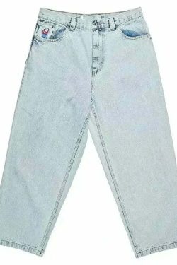 Y2K Grunge High Waist Baggy Jeans - Vintage Harajuku Wide-Leg Pants For Women, Gothic Streetwear