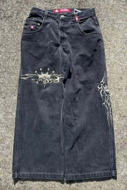 Y2K Grunge High Waist Baggy Jeans - Vintage Harajuku Wide-Leg Pants For Women, Gothic Streetwear