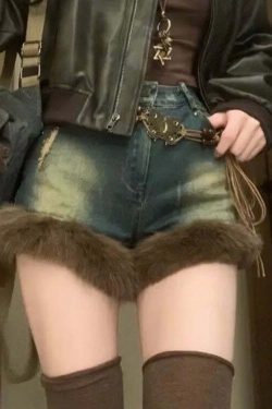 Y2K Grunge High Waist Blue Denim Shorts - Vintage 90S A-Line Jeans For Women