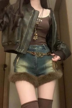 Y2K Grunge High Waist Blue Denim Shorts - Vintage 90S A-Line Jeans For Women