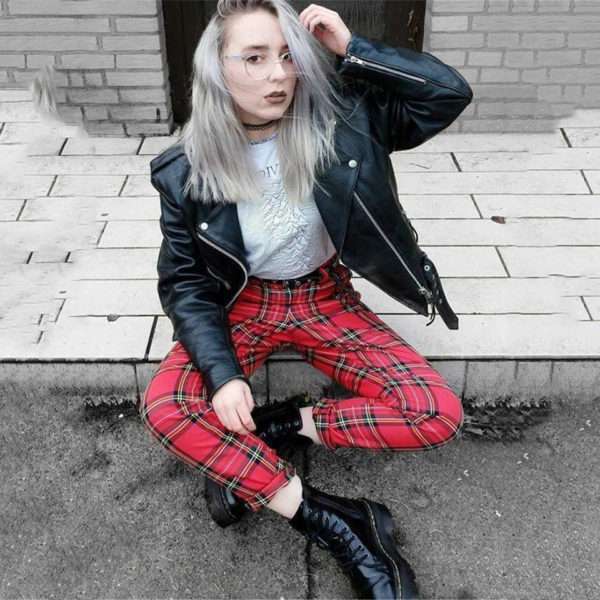 Y2K Grunge High Waist Plaid Pants - 90S Fashion, Retro Style, Y2K Summer Outfits