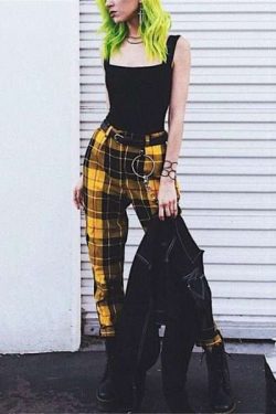 Y2K Grunge High Waist Plaid Pants - 90S Fashion, Retro Style, Y2K Summer Outfits