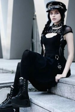 Y2K Grunge Hollow Mesh Dress - 90S Fashion, Retro Style, Summer Y2K Outfits, Gothic Y2K