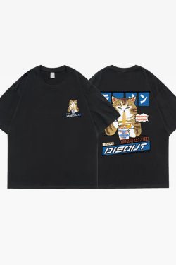 Y2K Grunge Japanese Cat Shirt - Retro 90S Summer Outfit, Pastel Goth, Y2K Fashion Top