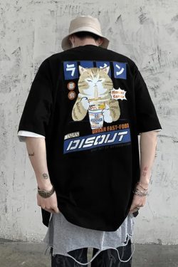 Y2K Grunge Japanese Cat Shirt - Retro 90S Summer Outfit, Pastel Goth, Y2K Fashion Top